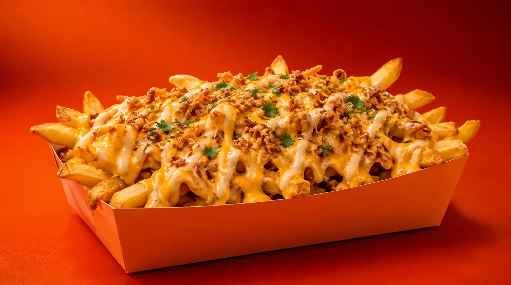 Loaded fries presentation